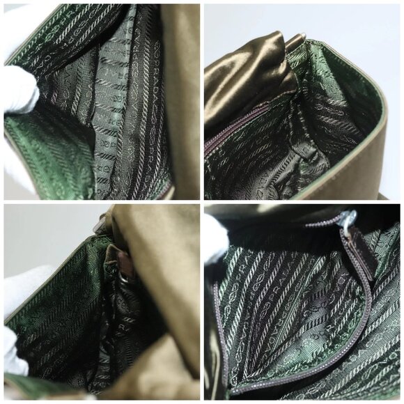 PRADA Shoulder Bag Satin Green Silver Auth 129632 - Picture 16 of 16